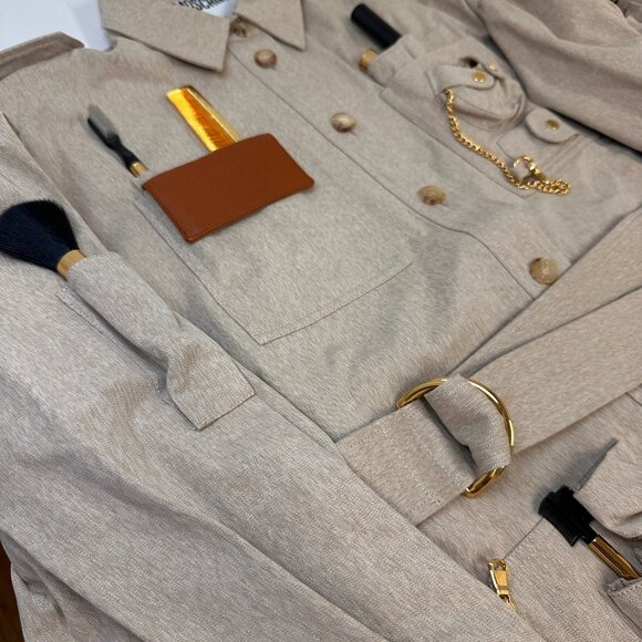 AW21 MOSCHINO Couture Jeremy Scott Beige Gabardine Survivor Kit Tools Dress - Picture 14 of 16